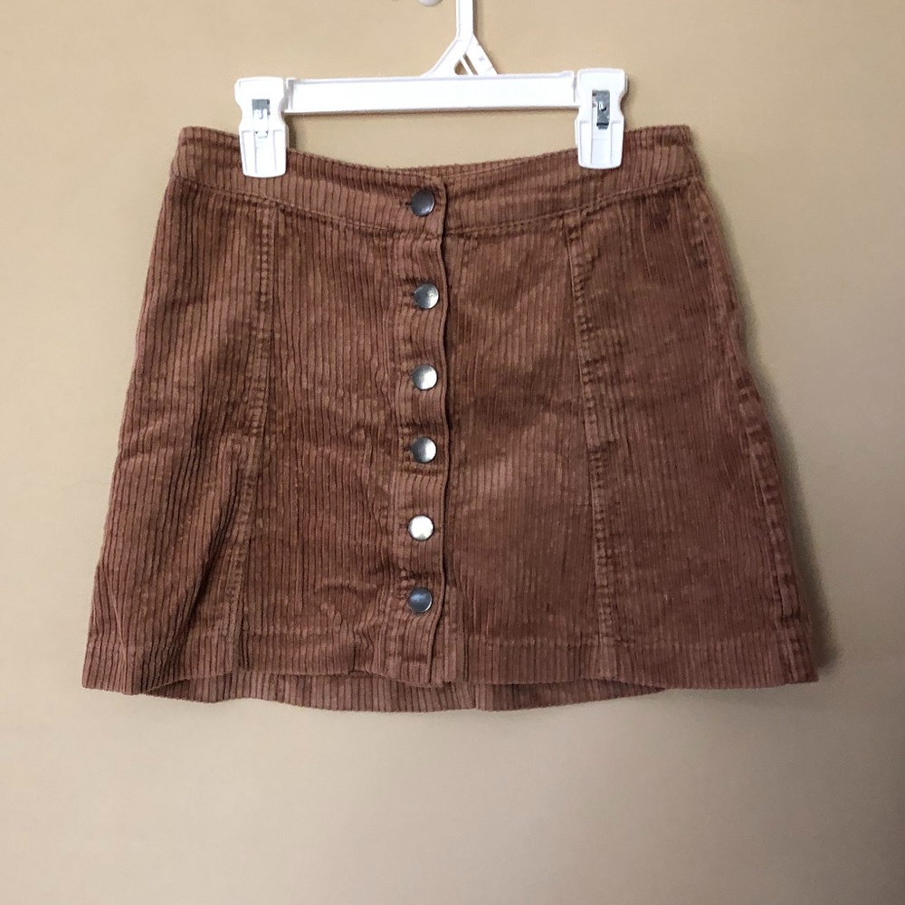 Zara Button Front Corduroy Skirt